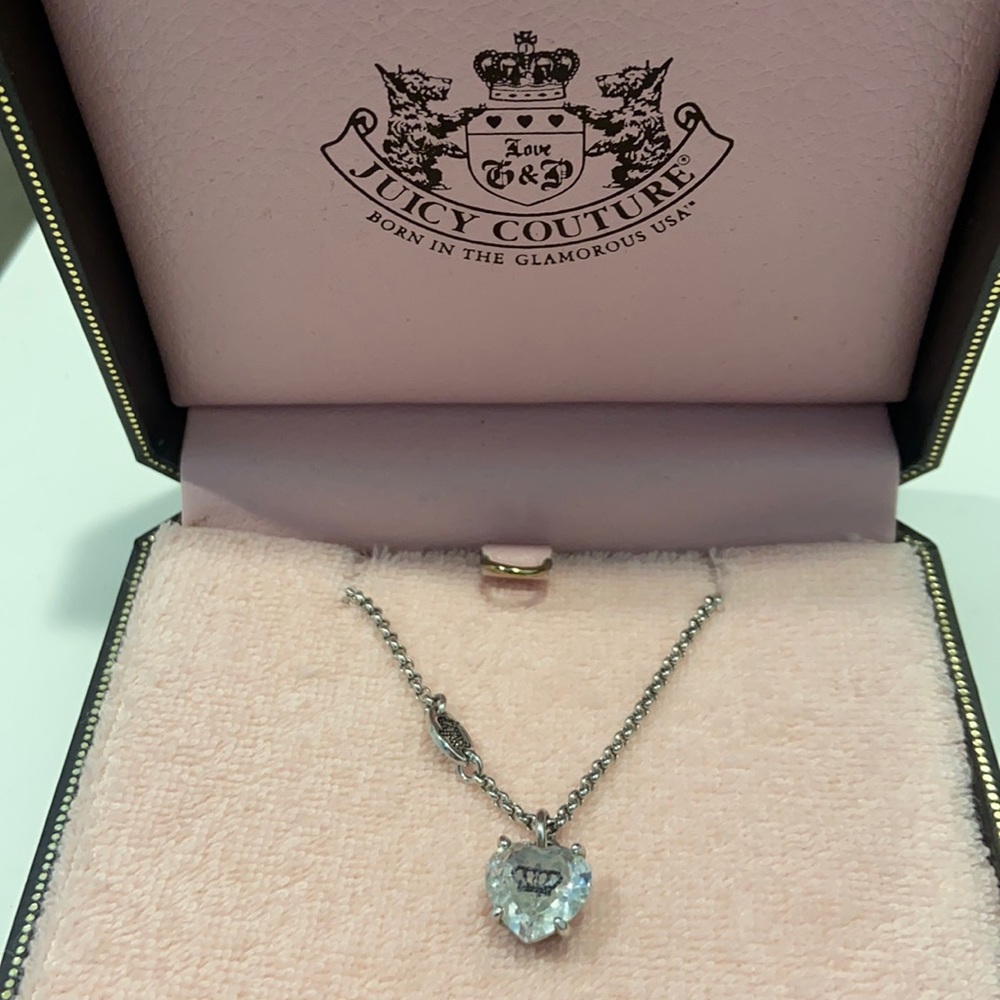 Juicy Couture crown engraved cz necklace